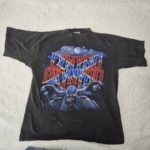 Vintage Lynard Skynard Band T-Shirt Sz Large 25th Anniversary 1990's Motorcycle